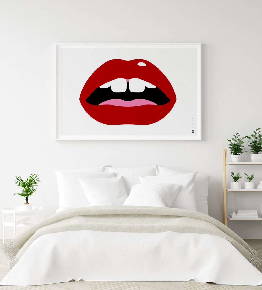 Mock-up poster frame in bedroom, Scandinavian style