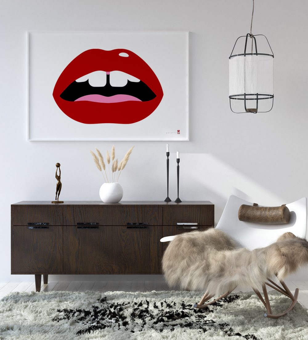 Mock up poster frame in home interior background, Bohemian style living room